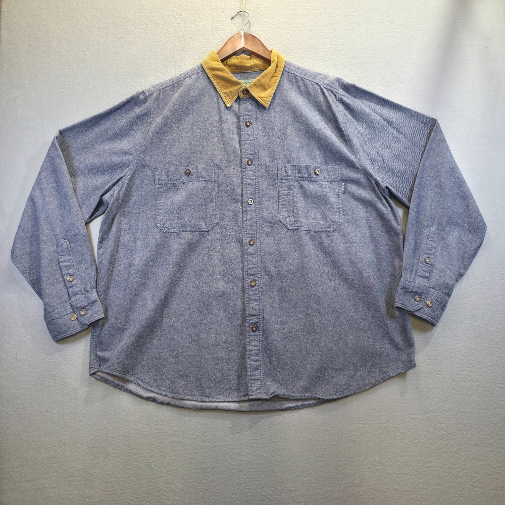 Woolrich Men's Corduroy Collar Button up Long Sleeve Gray Shirt/Flannel Size 2XL